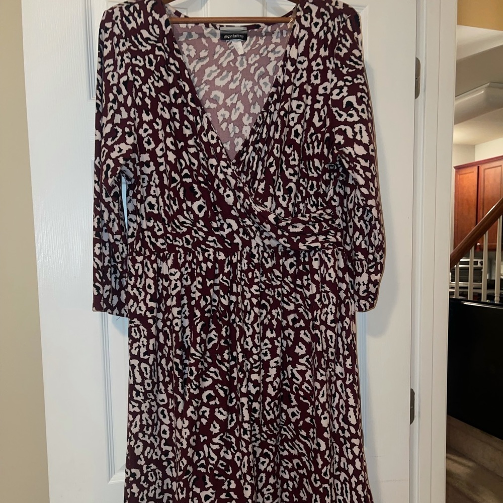 Burgundy white cheetah dress
